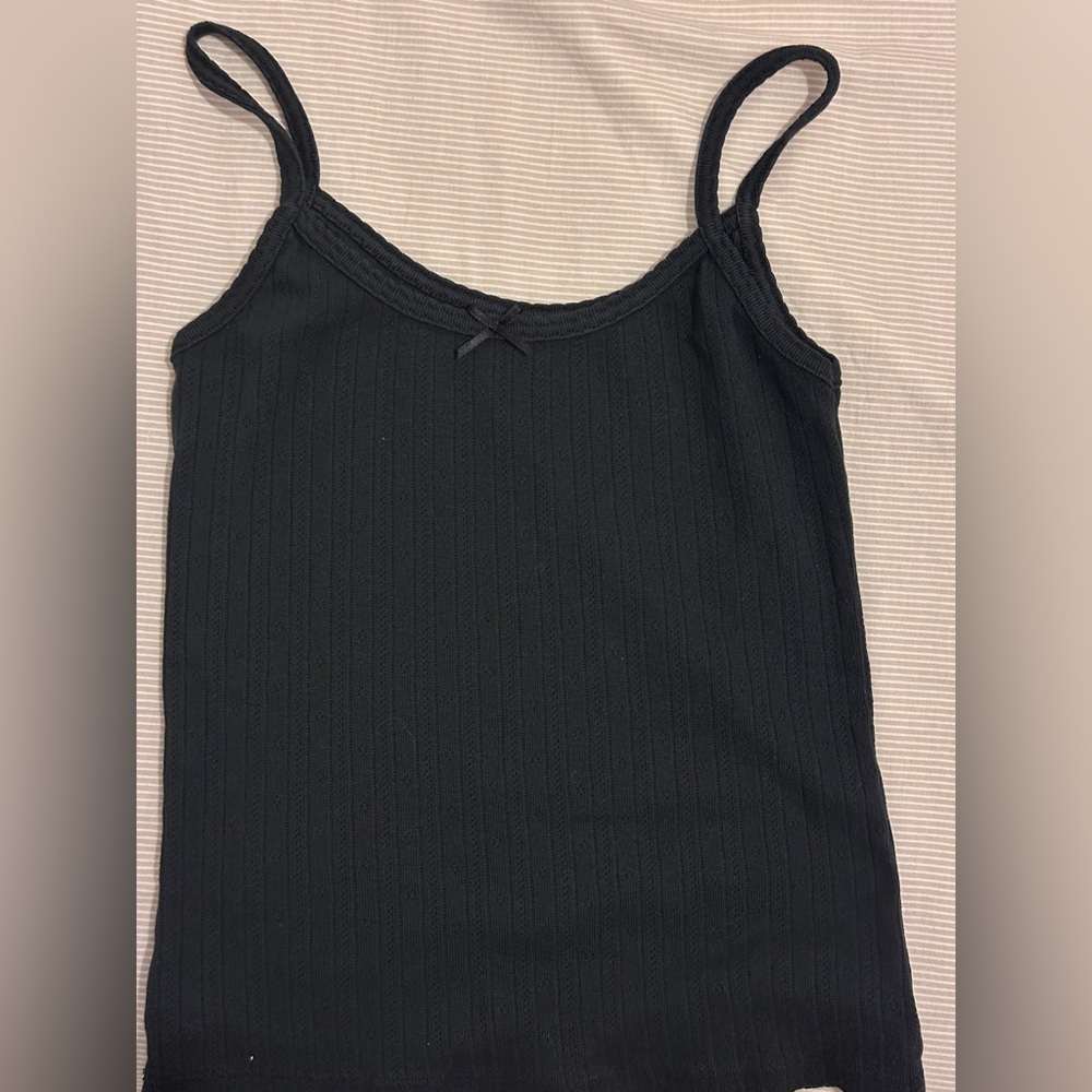 Brandy Melville Black ribbed lace Tank Top